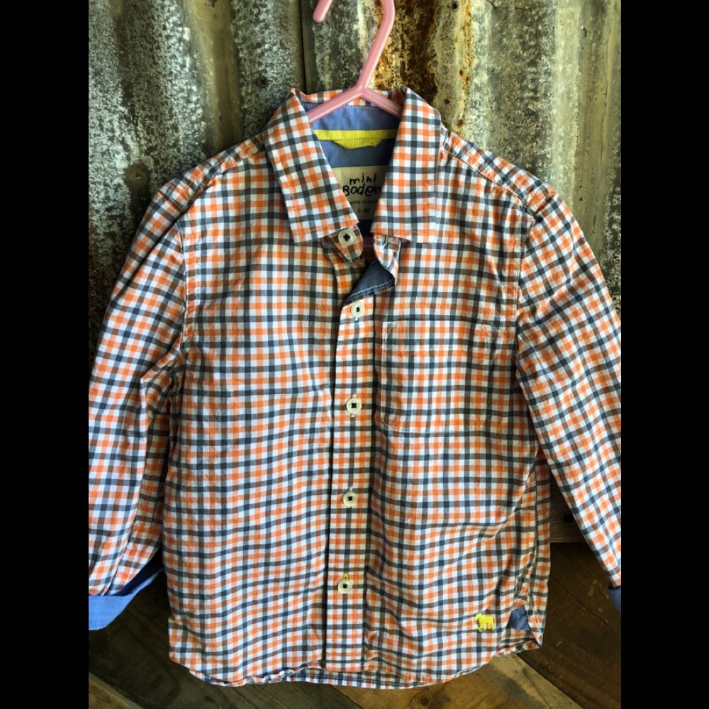 Mini Boden Boys Button Down Shirt sz 3-4Y